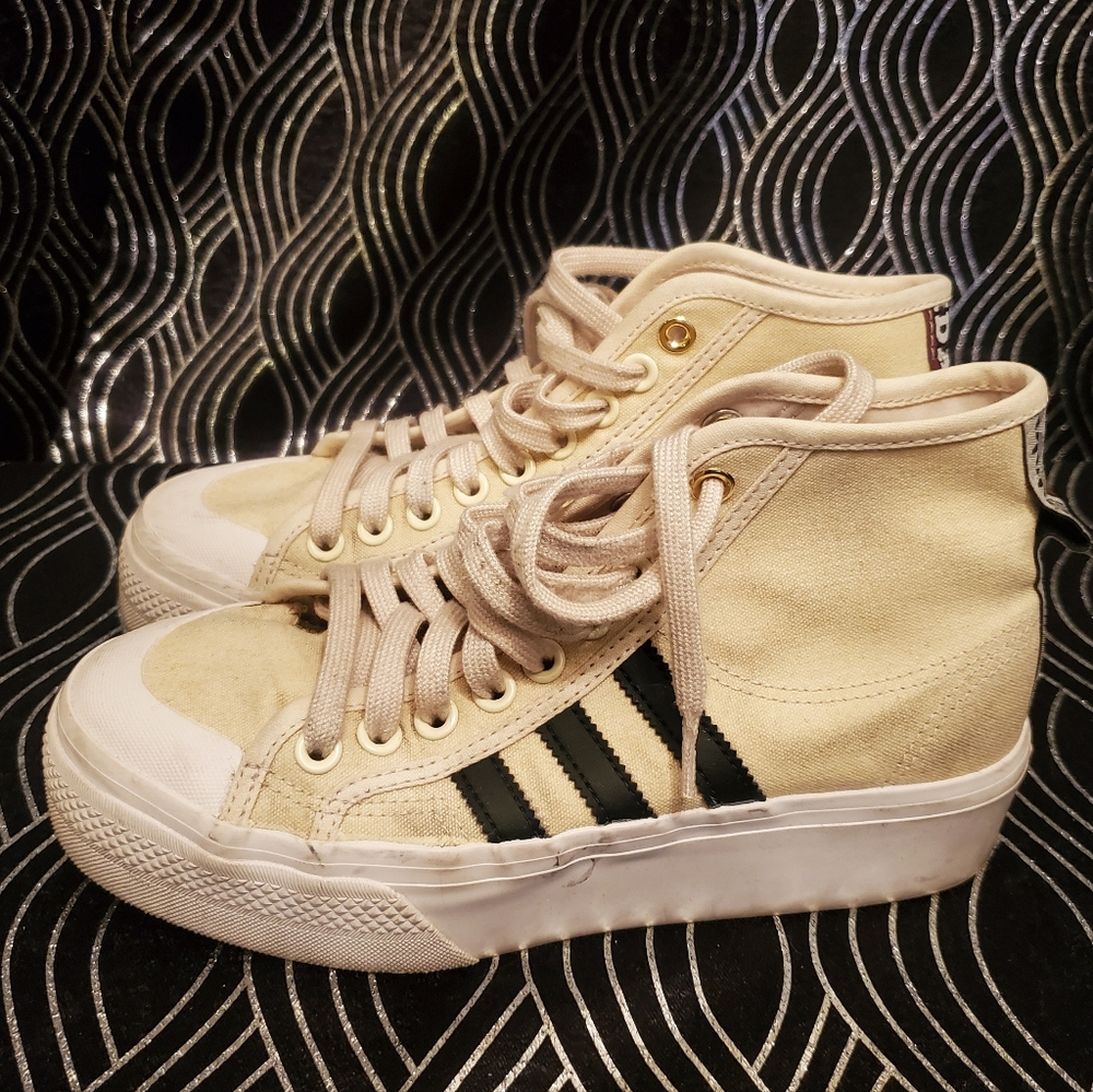 Adidas Beige High-Top Platform Sneakers